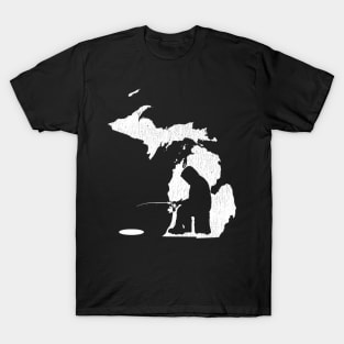 Michigan Ice Fishing State Map T-Shirt